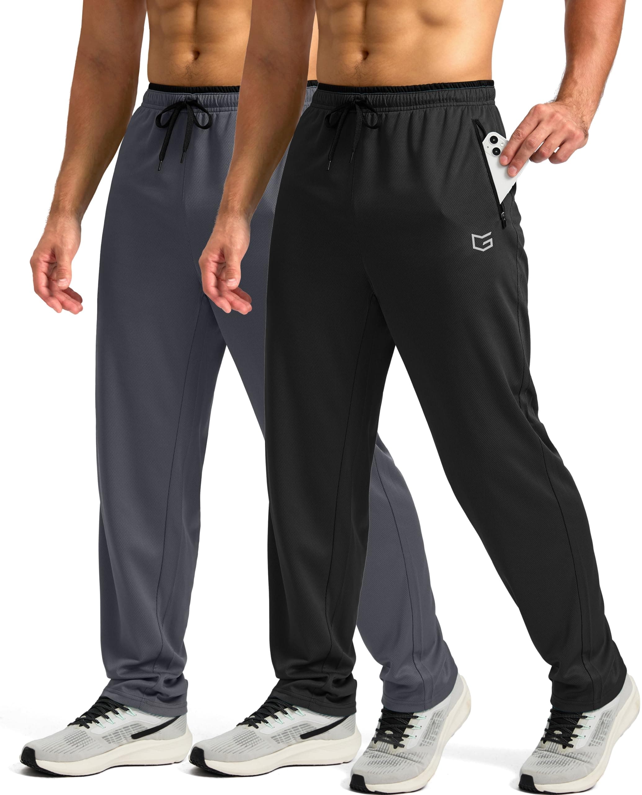 Men's Sweatpants Mesh Lightweight with Zip Pockets Breathable Quick Dry Athletic Pants for Workout Running