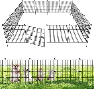 10 Panels with Lock No Dig Garden Fence for Outdoor Yard Decorative, 24 in(H) X 20 ft(L) Animal Barrier Fencing Rustproof Metal Wire Panel Border for Dog, Rabbits, and Patio Temporary Ground Stakes