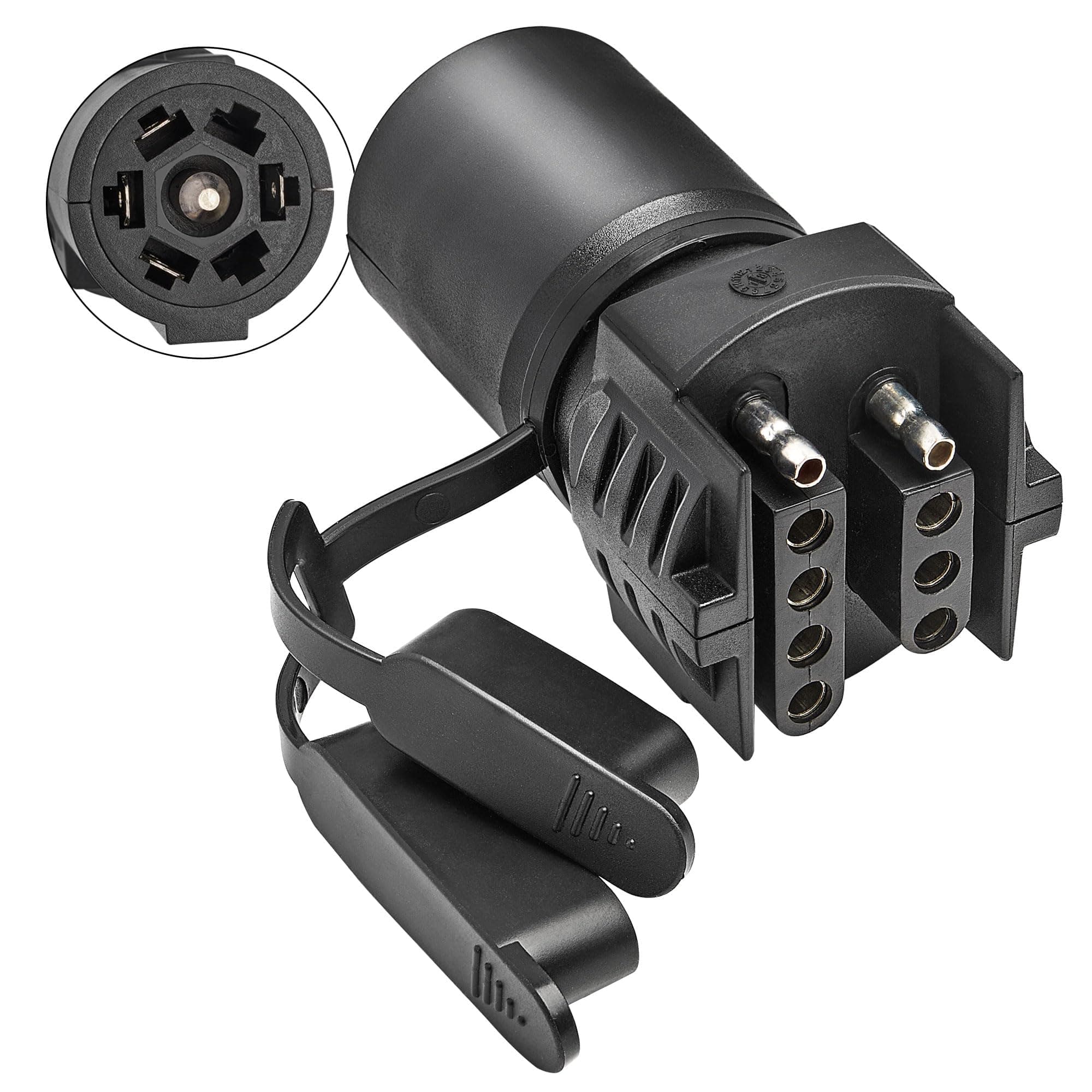 Oyviny 7 Pin Round to 4 and 5 Pin Flat Blade Trailer Adapter, 7 Way to 5 Way Trailer Plug Adapter 2-in-1 Design