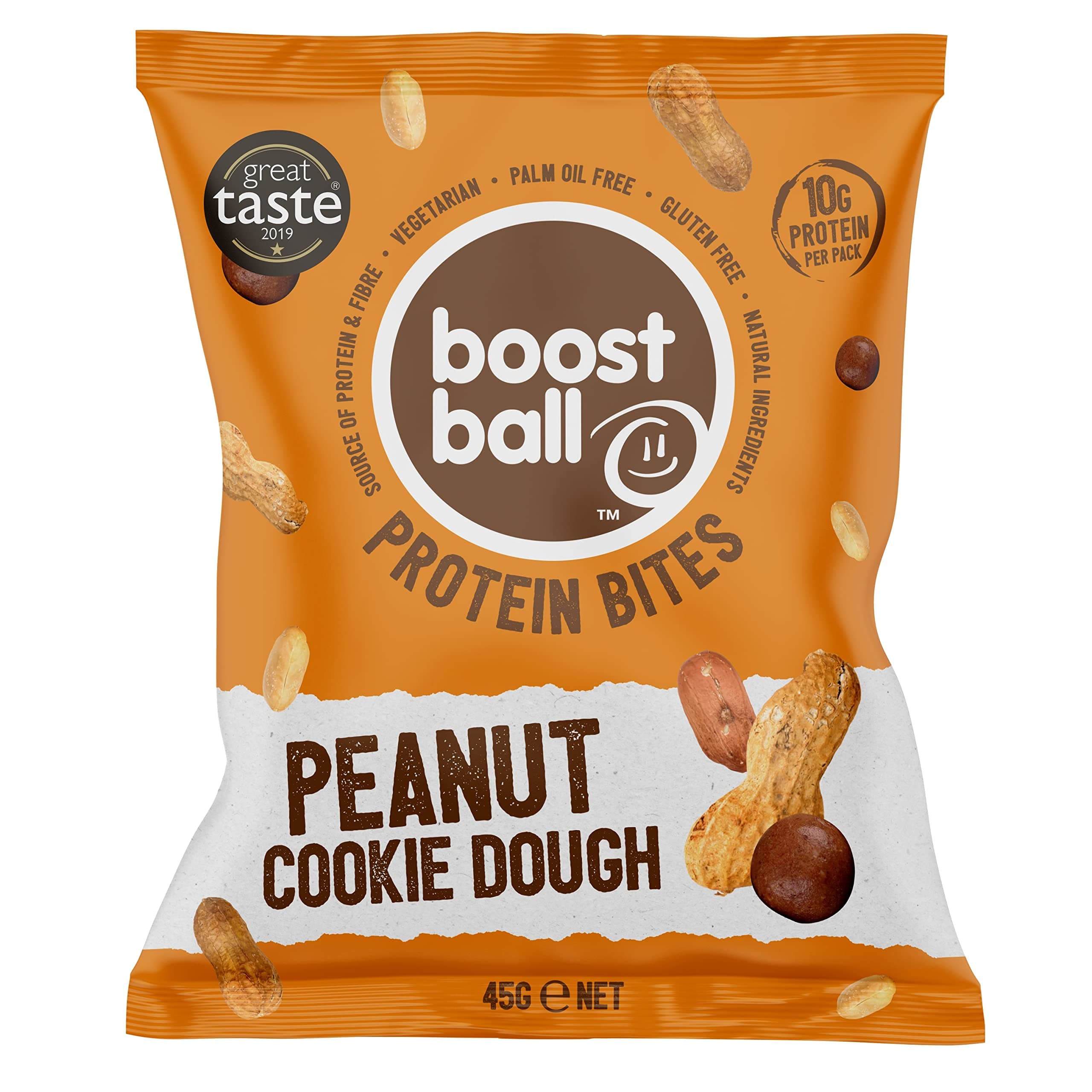 Boostball Protein Bites, High Protein, Gluten Free, Protein Bar Alternative - Peanut Butter Cookie Dough Flavour, Pack of 12 x 45g