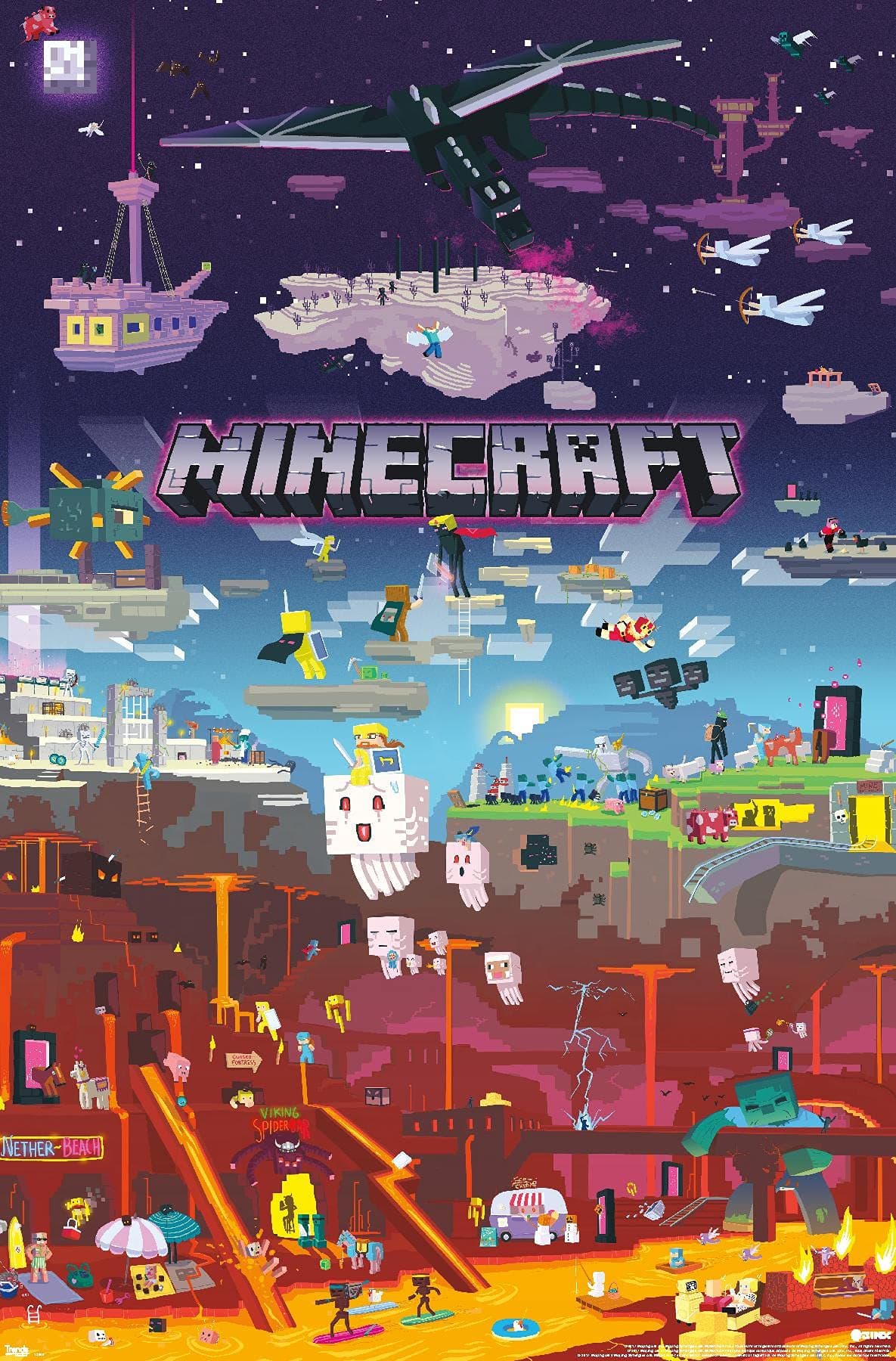 Trends International Minecraft - World Beyond Wall Poster, 22.375" x 34", Unframed Version