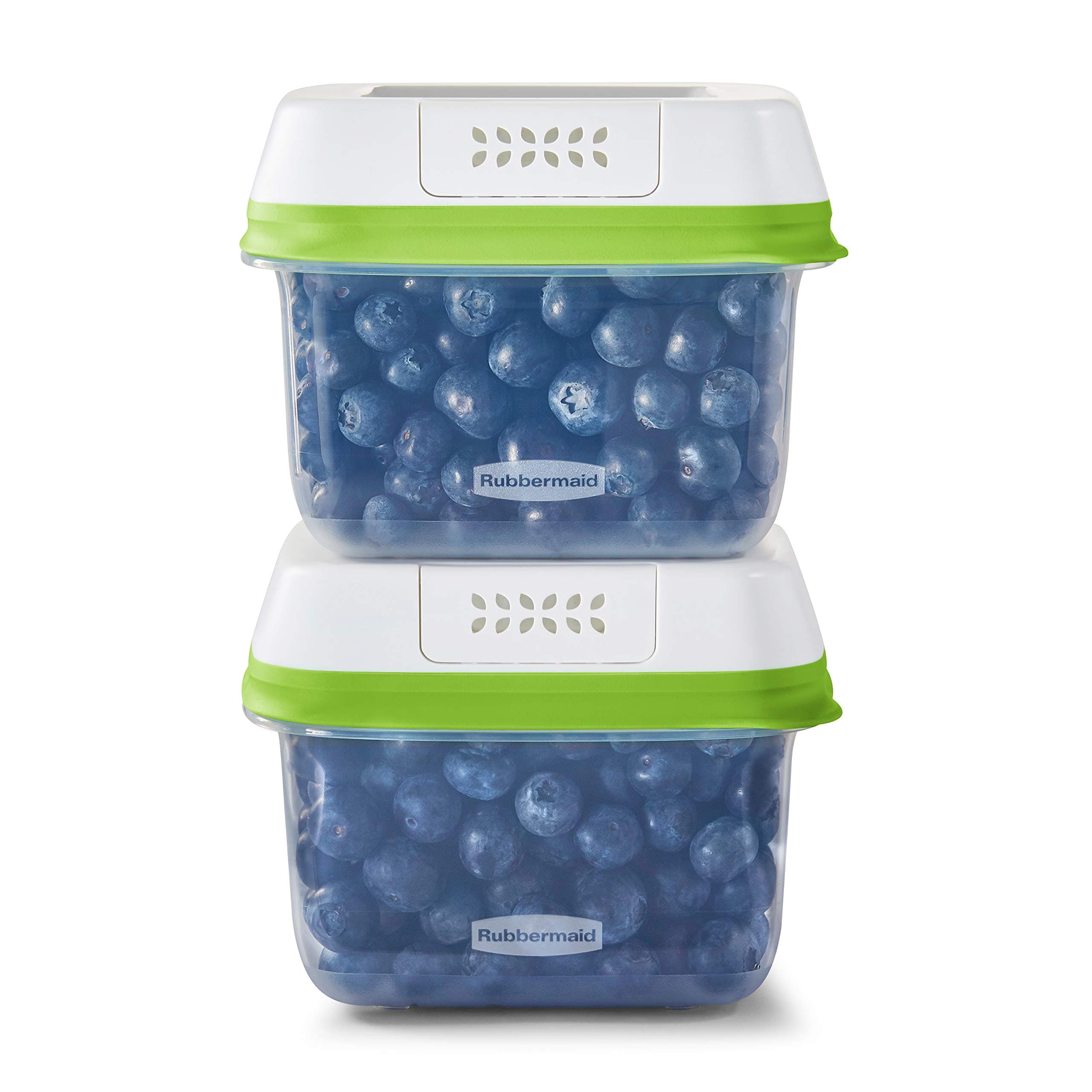 2114738 FreshWorks Saver, Medium Short Produce Storage Containers, 2-Pack, 4.6 Cup, Clear