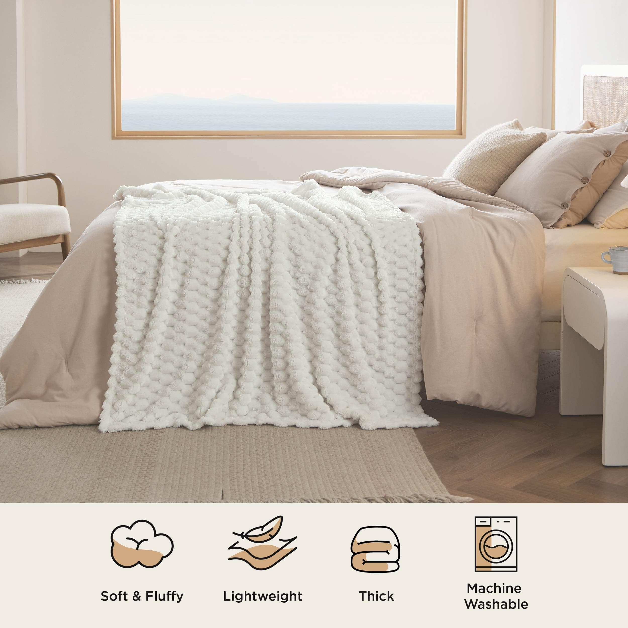 Bedsure Fleece Blanket for Couch - Super Soft Cozy Throw Blankets for Women, Cute Small Blanket for Girls, Milk 50x60 Inches