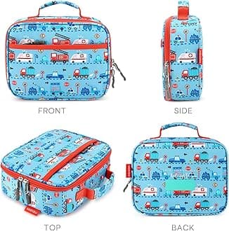 mibasies Kids Lunch Box for Boys Toddler, Insulated and Reusable Lunch Bag for School, Car