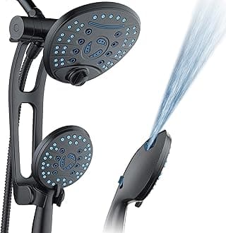 AquaCare As-Seen-On-TV High Pressure Handheld/Rain 80-mode 3-way Shower Head Combo with Adjustable Arm - Anti-clog Nozzles, Tub & Pet Power Wash, 6 ft. Stainless Steel Hose, ORB Bronze Finish