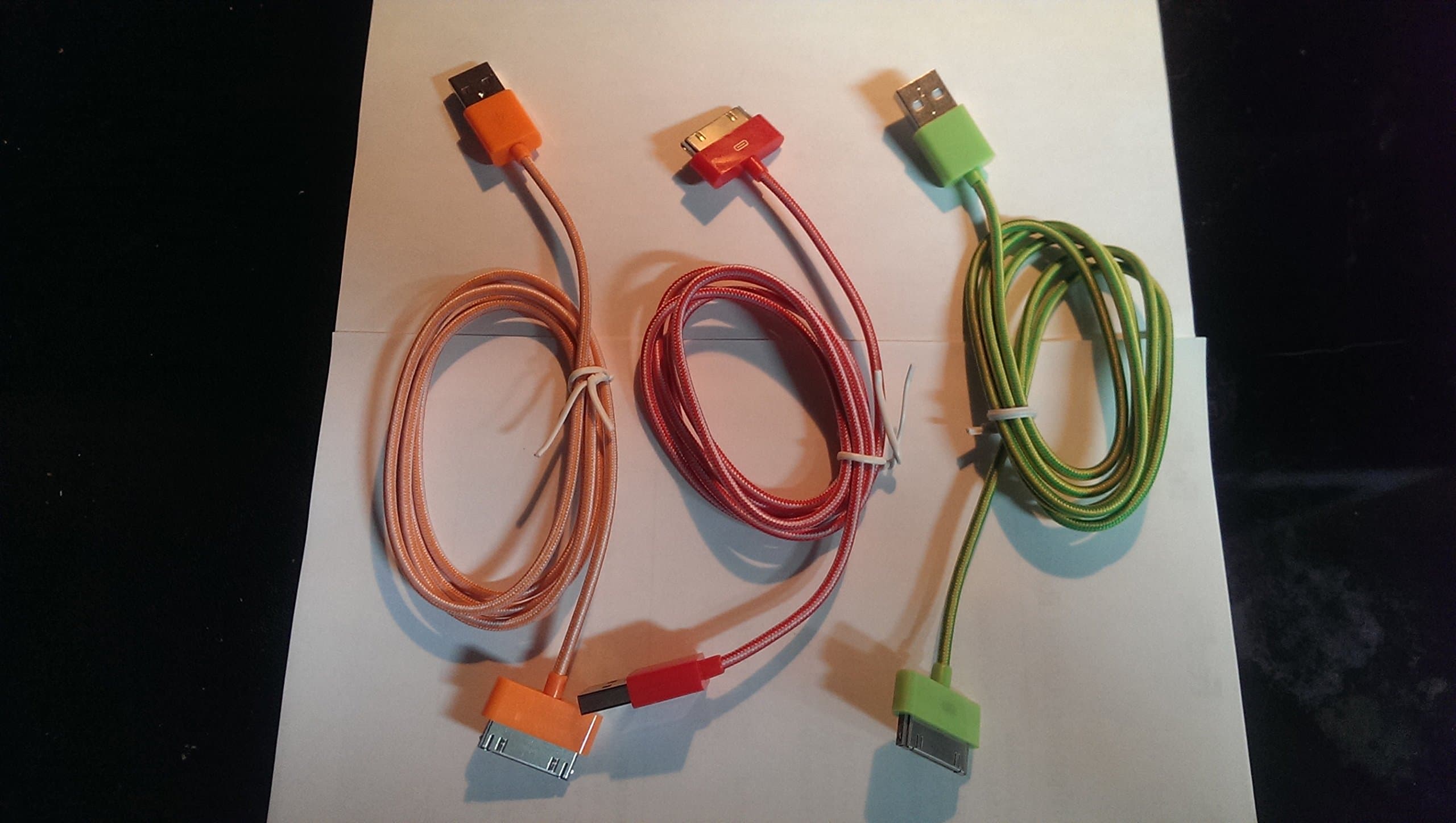 Bargain Bag of 10, 30 pin braided data/charge/sync cables for ipod, ipad, iphone.