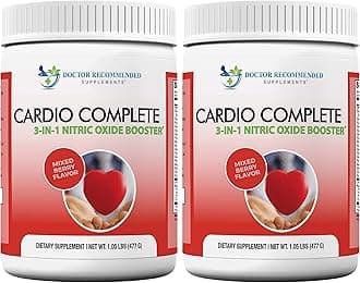 Cardio Complete - Heart Health Support Powder Supplement - 3-in-1 Nitric Oxide Booster with 5,000 L-Arginine, 1,000mg L-Citrulline, and Hawthorn Berry, 2 Pack