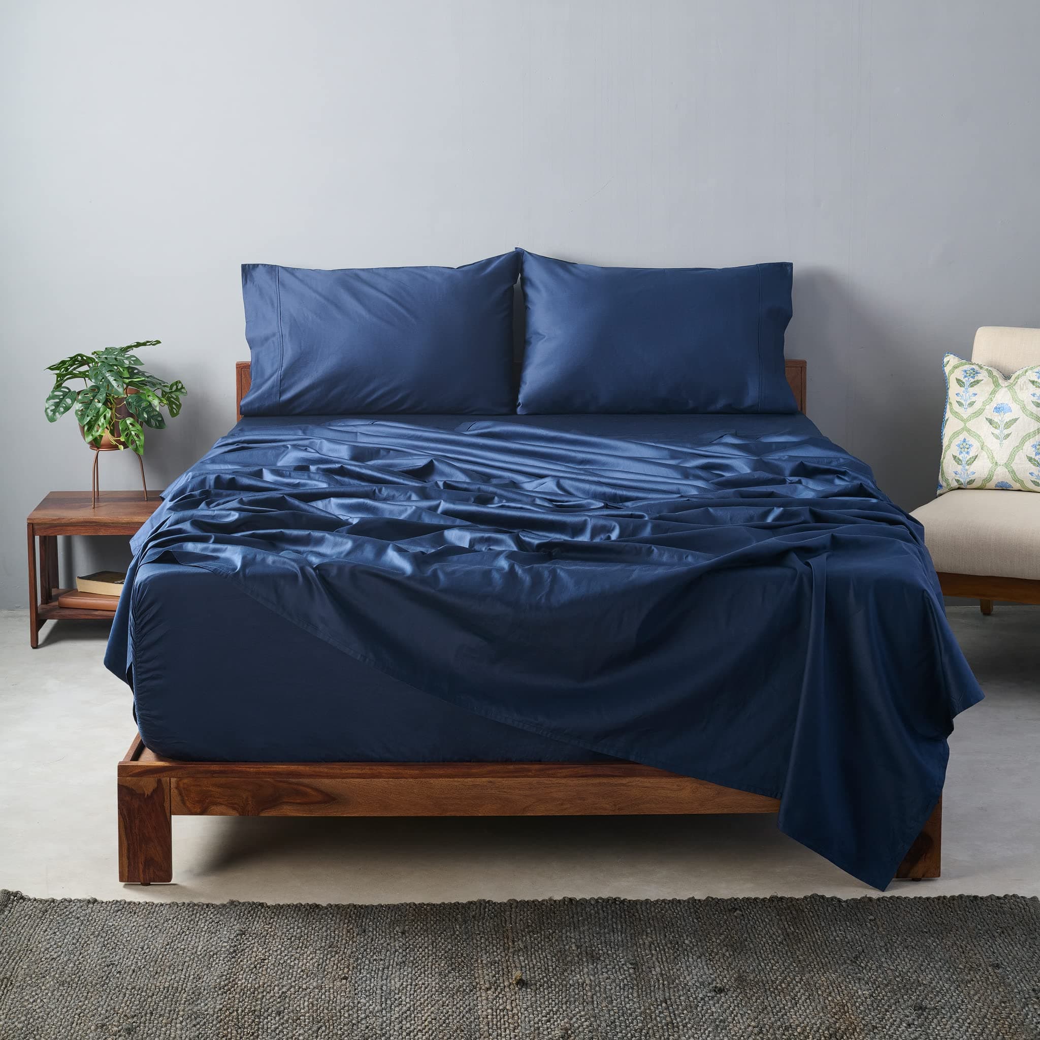 CEA Certified 100% Giza Egyptian Cotton Sheets|4 Piece Set|Accredited Gold Seal|Deep Pocket|Extra Long Staple|Sateen Weave|5 Star Luxury|High Fabric Strength,Uniform &Soft| (King,Navy Blue)