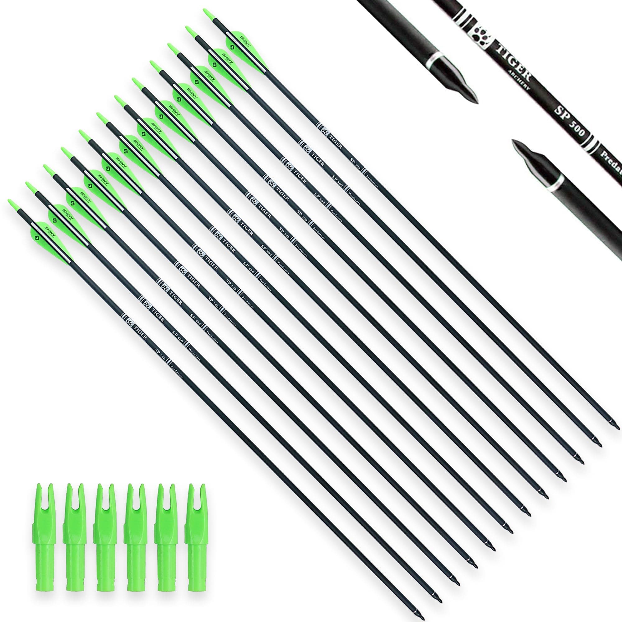 30Inch Carbon Arrow Practice Hunting Arrows with Removable Tips for Compound & Recurve Bow(Pack of 12)