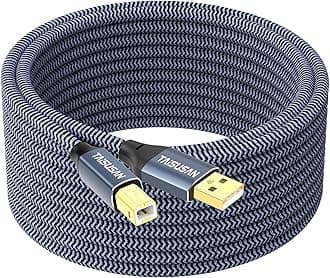 USB Printer Cable 30ft, Type A to B, High Speed Cord Compatible for Keyboard, MacBook, Printers and Scanners - Gray