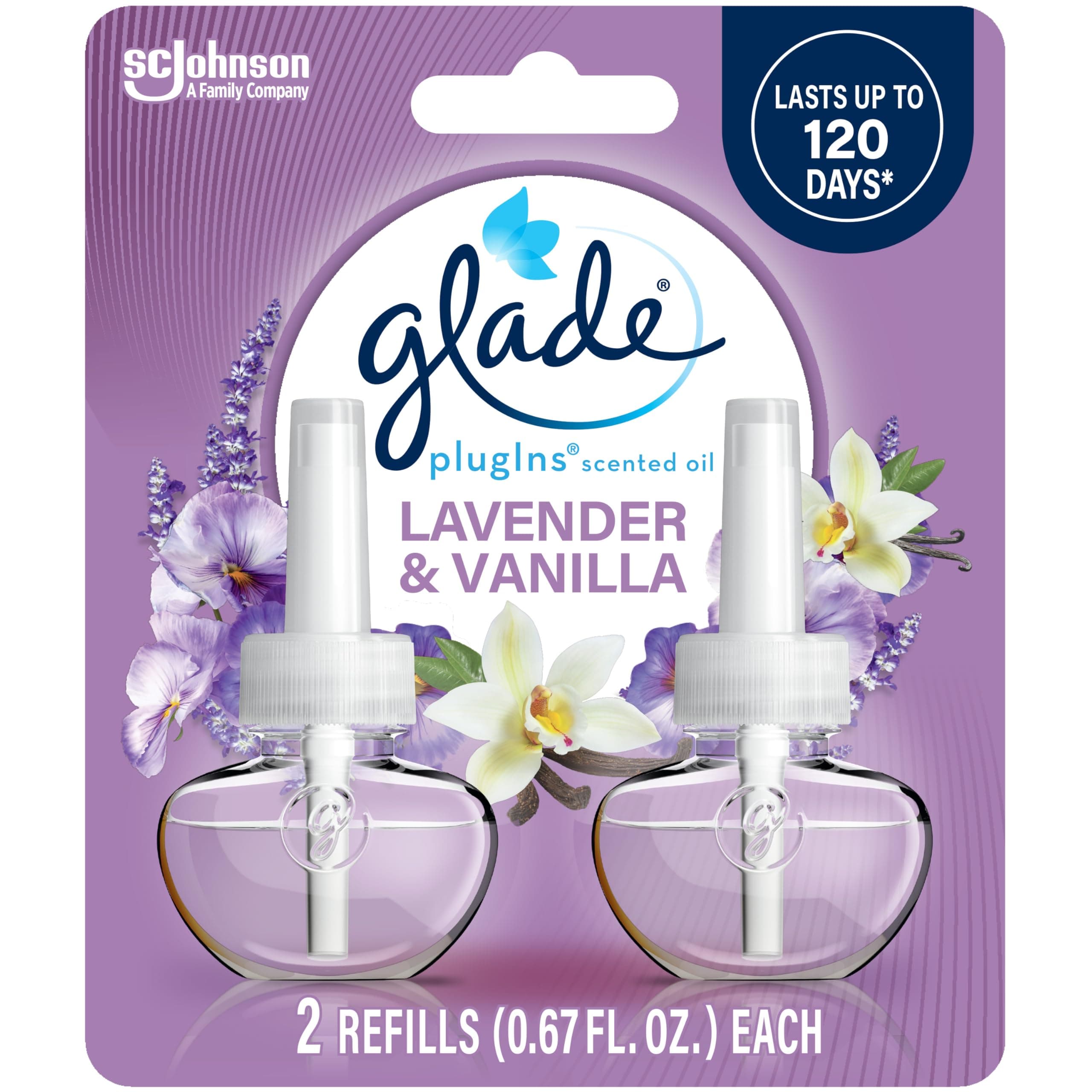Glade Plugins Scented Oil Lavender & Vanilla Refill 1.34 Fluid Ounce 2 Count (Pack Of 6)