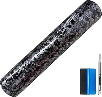 LZLRUN Forged Matte Carbon Fiber Black Vinyl Wrap Roll Air Release Sticker Sheet Film DIY Decal Car Auto Vehicle Morotcycle Self Adhesive (1inch x 30ft,Gloss Silver)