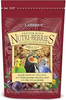 LAFEBER'S Senior Bird Nutri-Berries Pet Bird Food, Made with Non-GMO and Human-Grade Ingredients, for Parakeets & Cockatiels, 10 oz