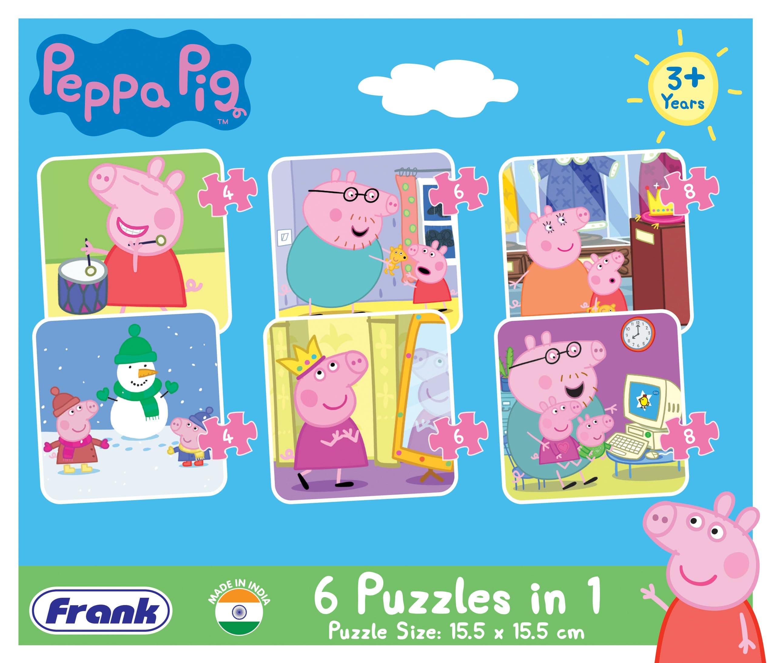 Frank Peppa Pig 6 In 1 Puzzle for 3 Year Old Kids And Above