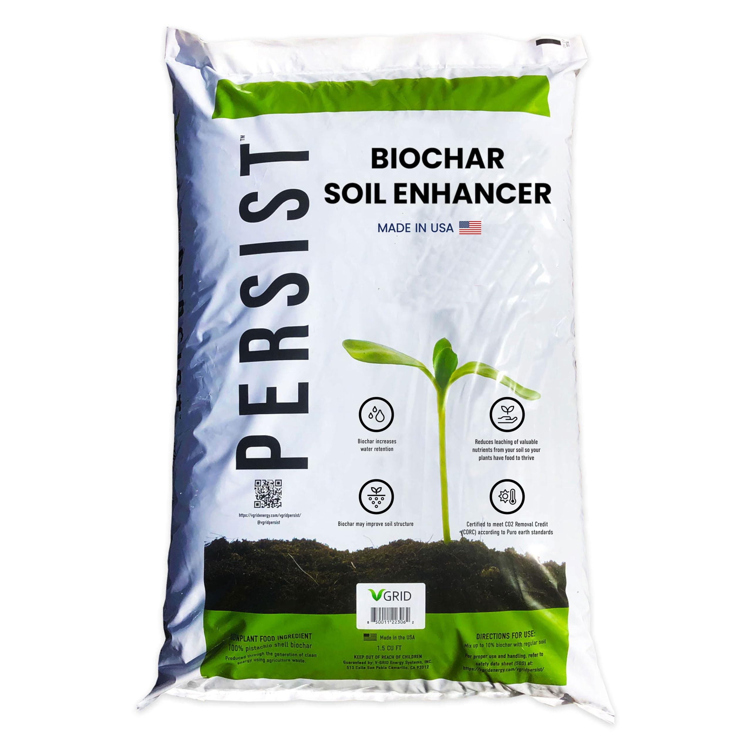 Persist Horticultural Charcoal 1.5 cuft, Biochar Soil Amendment for Plants, Improves Soil Quality, 100% Natural Active Carbon and Fertilizer Enhancer for Gardens.