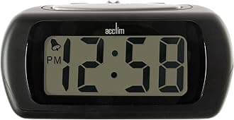 Acctim Auric Digital Alarm Clock Superbrite® Crescendo Alarm Large LCD Display Black