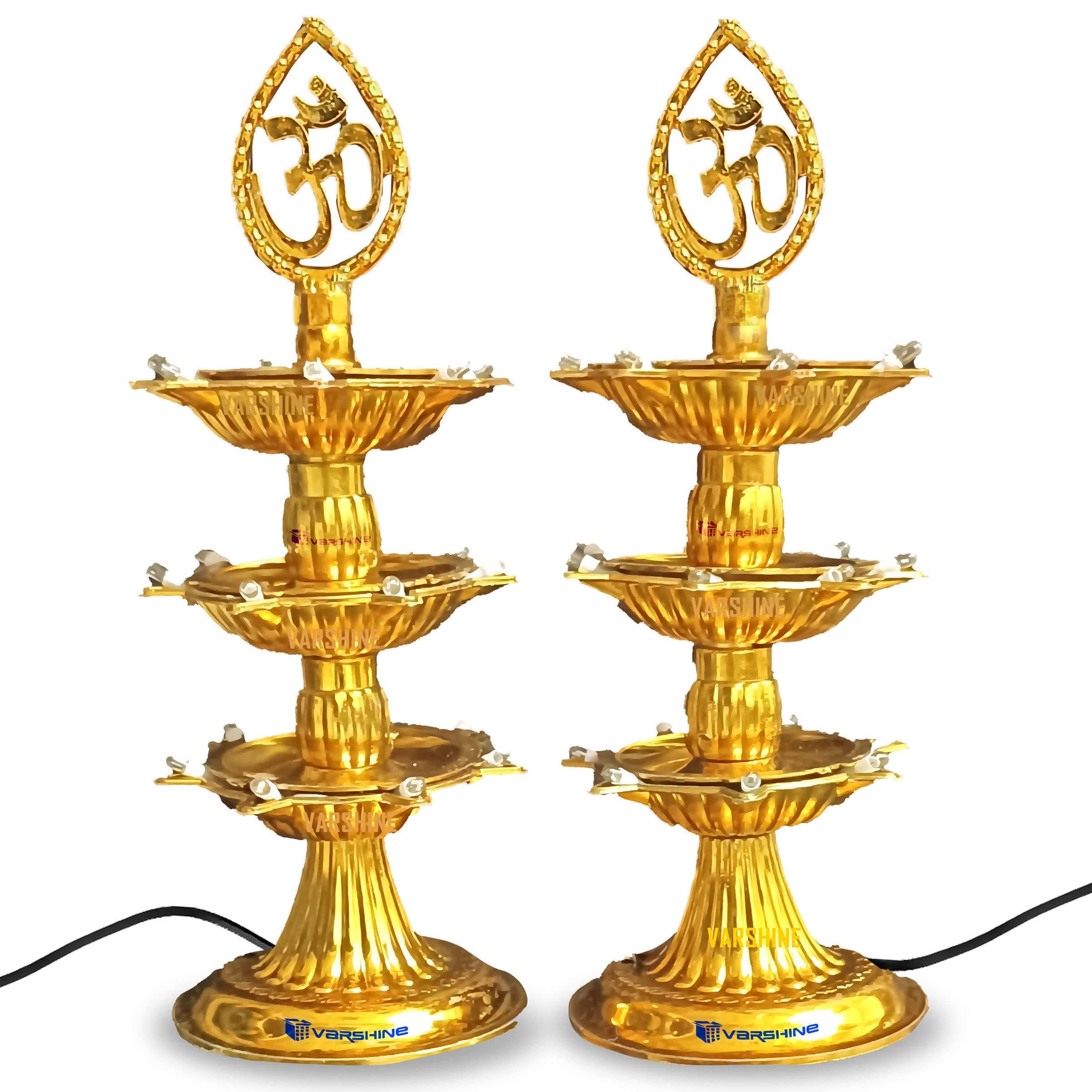 VARSHINE HOME Premium 3 Layer Electric LED Bulb Lights Diya/Deep for Puja, Mandir, Diwali, Festival, Decoration (D-04) - Pack of 2