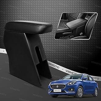 2.0 High-End Car Center Armrest with Storage Compartment and Ultimate Comfort for Maruti Dzire (All Models From 2017-2025) (Black)
