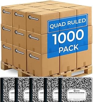 Rosmonde 1000 Pack (Pallet) Composition Notebooks Bulk, Quad Ruled, Pallet of Composition Notebooks, 100 Sheets (200 Pages), 9-3/4 x 7-1/2, Bulk Notebooks for School & College, 4-7 Days Transit