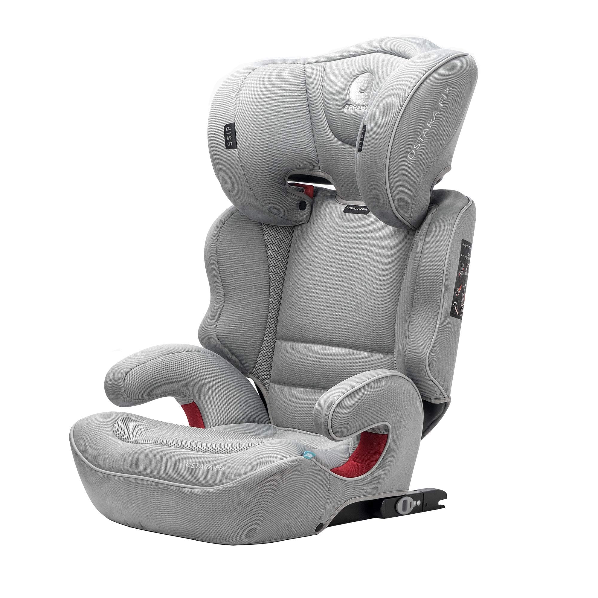 APRAMO OSTARA FIX Child Car Seat Group 2/3 (15-36 kg), 3 to 12 years, ISOFIX Booster Seat for Cars with and without ISOFIX (Steel Grey)