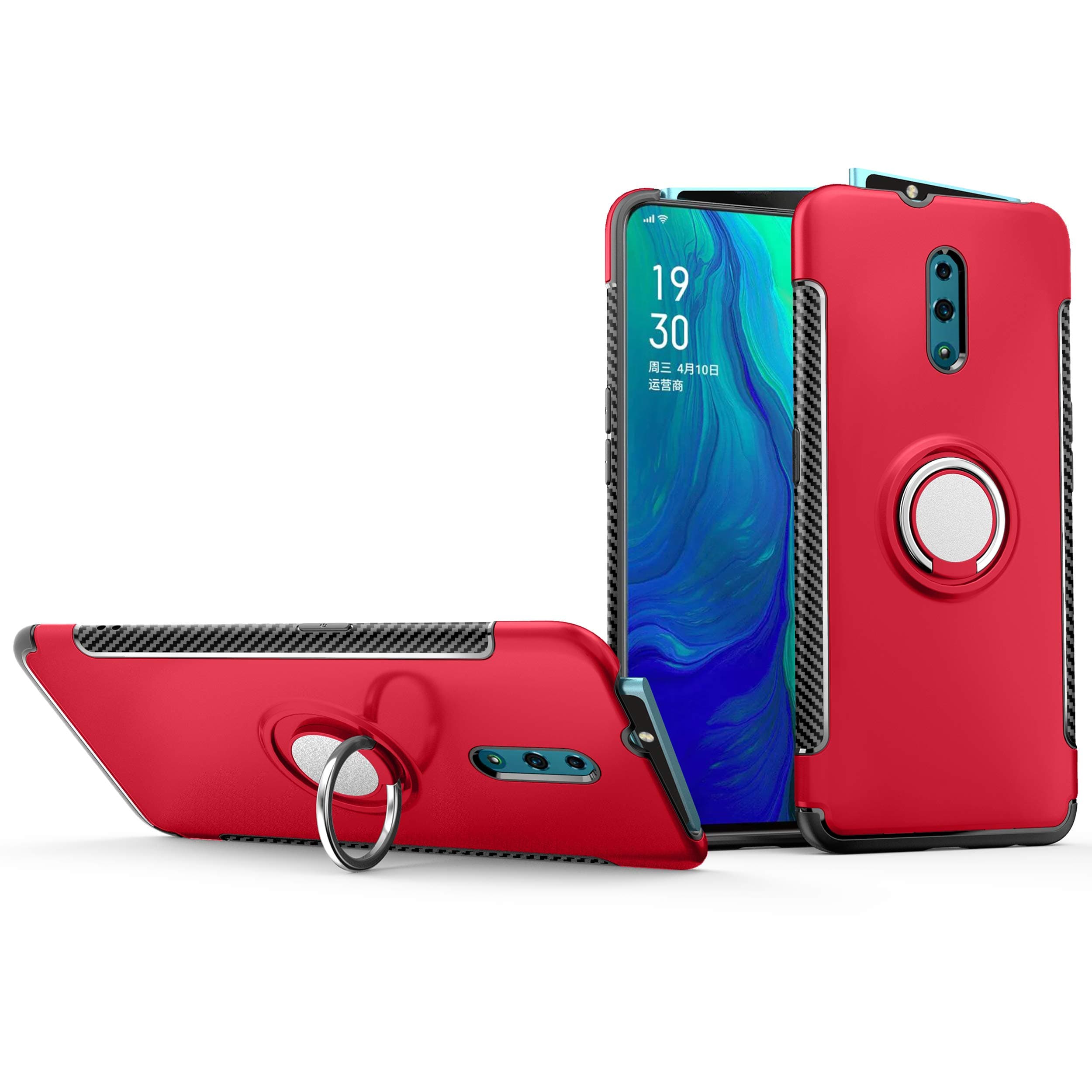 Case for Oppo Reno Case Cover,Magnetic car Bracket Protective Case for Oppo Reno CPH1917 Case Cover Red