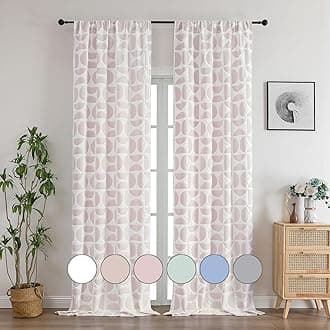 Aiyufeng Long Pink Curtains 96 Inches Long 2 Panels Set, Soft Airy Light Filtering 3D Embossed Textured Living Room Curtains, Modern Rod Pocket Curtains for Bedroom, 38" Wx96 L Inch