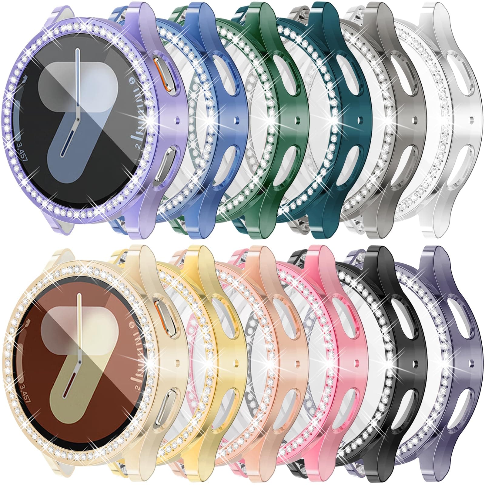 [12Pack] RICHONE Bling Case Compatible with Samsung Galaxy Watch 7 40mm Screen Protector, HD Full Protection Flexible TPU Watch Bumper Cover Anti Scratch Samsung Watch 7 Accessory (SM-L300 · 40MM)
