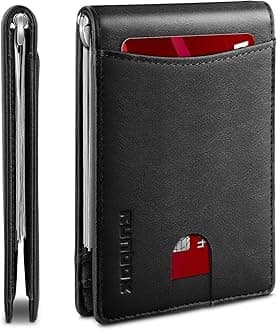 Top Layer Genuine Cowhide Leather Wallet for Men Slim Mens Wallet-Money Clip RFID Wallet-Gift Box, 1.