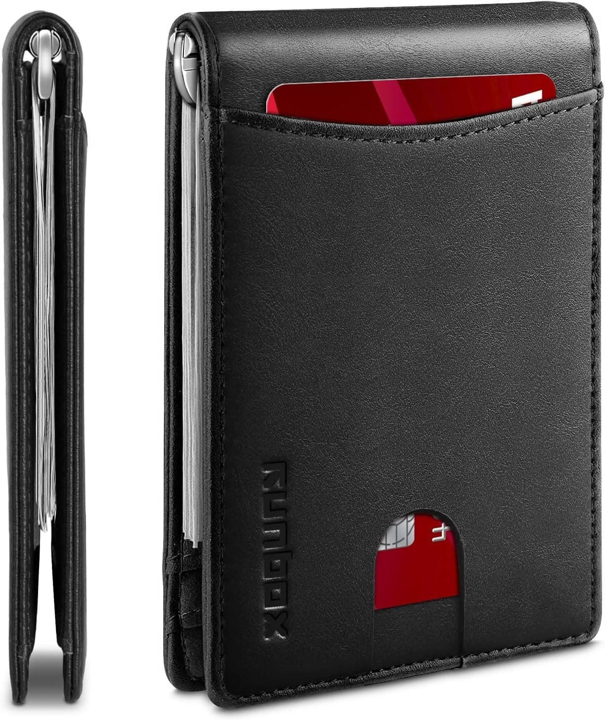 Top Layer Genuine Cowhide Leather Wallet for Men Slim Mens Wallet-Money Clip RFID Wallet-Gift Box, 1.