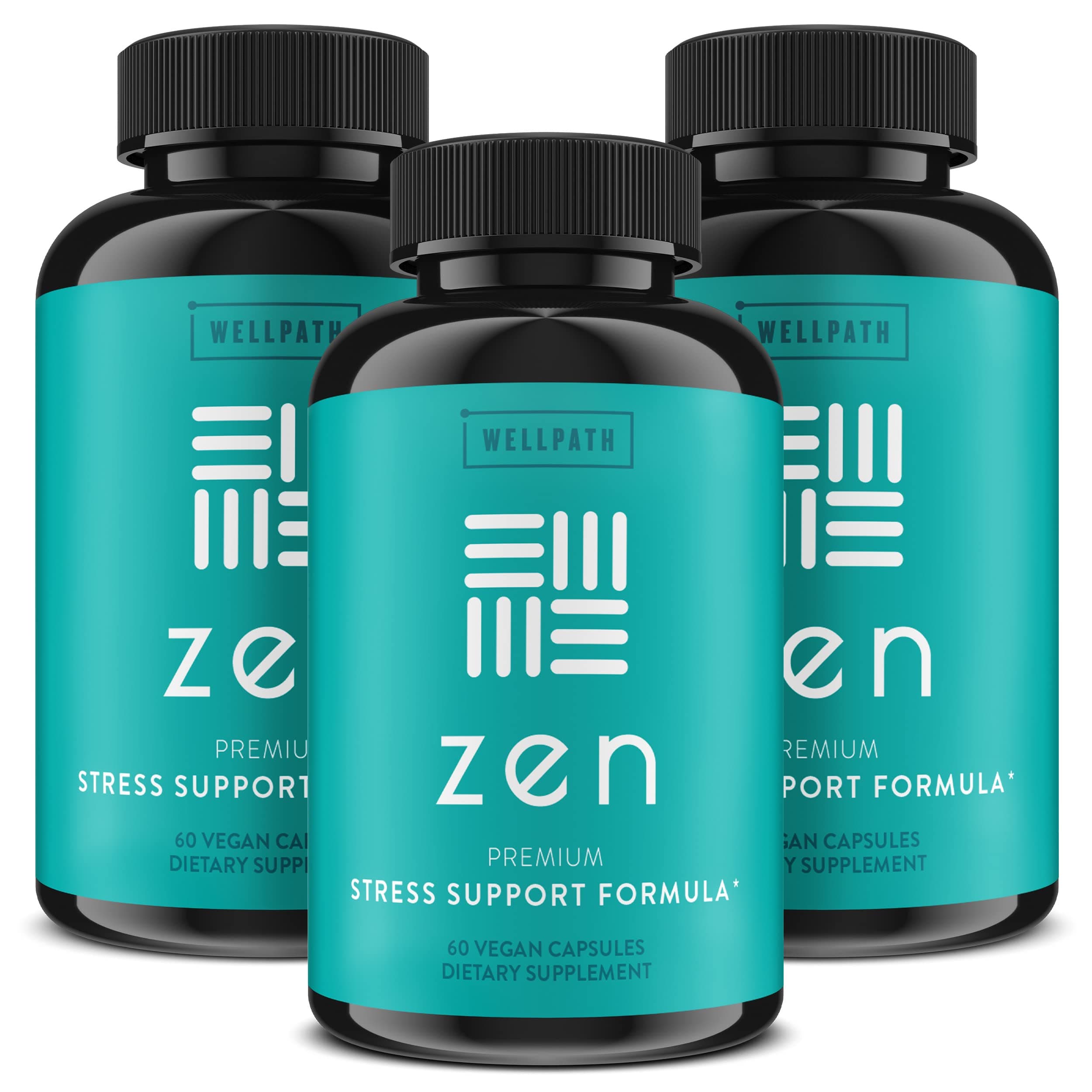 WellPath Zen Stress Relief Supplement + Mood Support (180 ct) | Calm, Stress & Energy Aid | Ashwagandha Root, Rhodiola Rosea, L-Theanine, Lemon Balm | Herbal Capsules