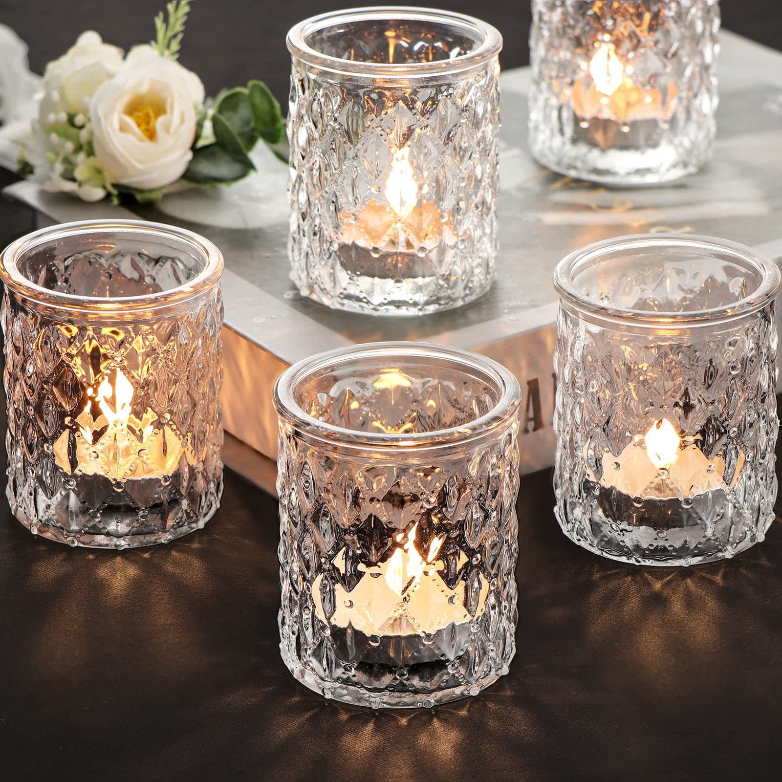NITIME Clear Candle Holders - 12PCS