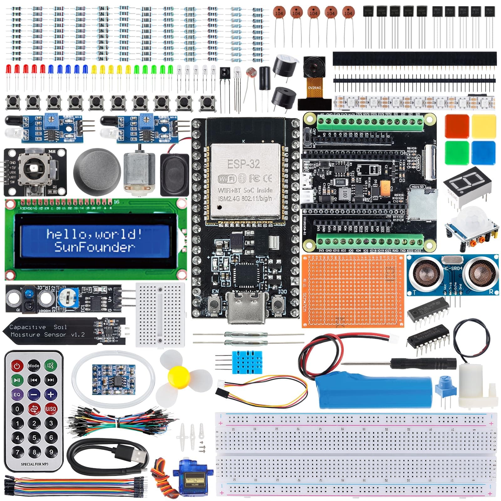ESP32 Ultimate Starter Kit (Compatiple with Arduino) Pinout Board with ESP32CAM, WiFi, Python C Scratch, Video Courses, IoT for Beginners Engineers, ESP32 Board & Battery Included