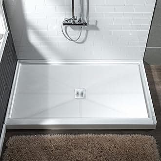 WOODBRIDGE SBR4832-1000C-CH Shower Base, 48"x 32", White with Chrome Cover
