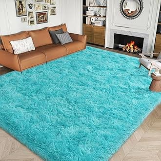 Super Fluffy Area Rug for Bedroom, Modern Shag Blue Area Rugs, Soft Plush Small Carpet for Kids,Girls Boys and Teens Decorations for Living Room Dorm Nursery Classroom, 5x7 Feet