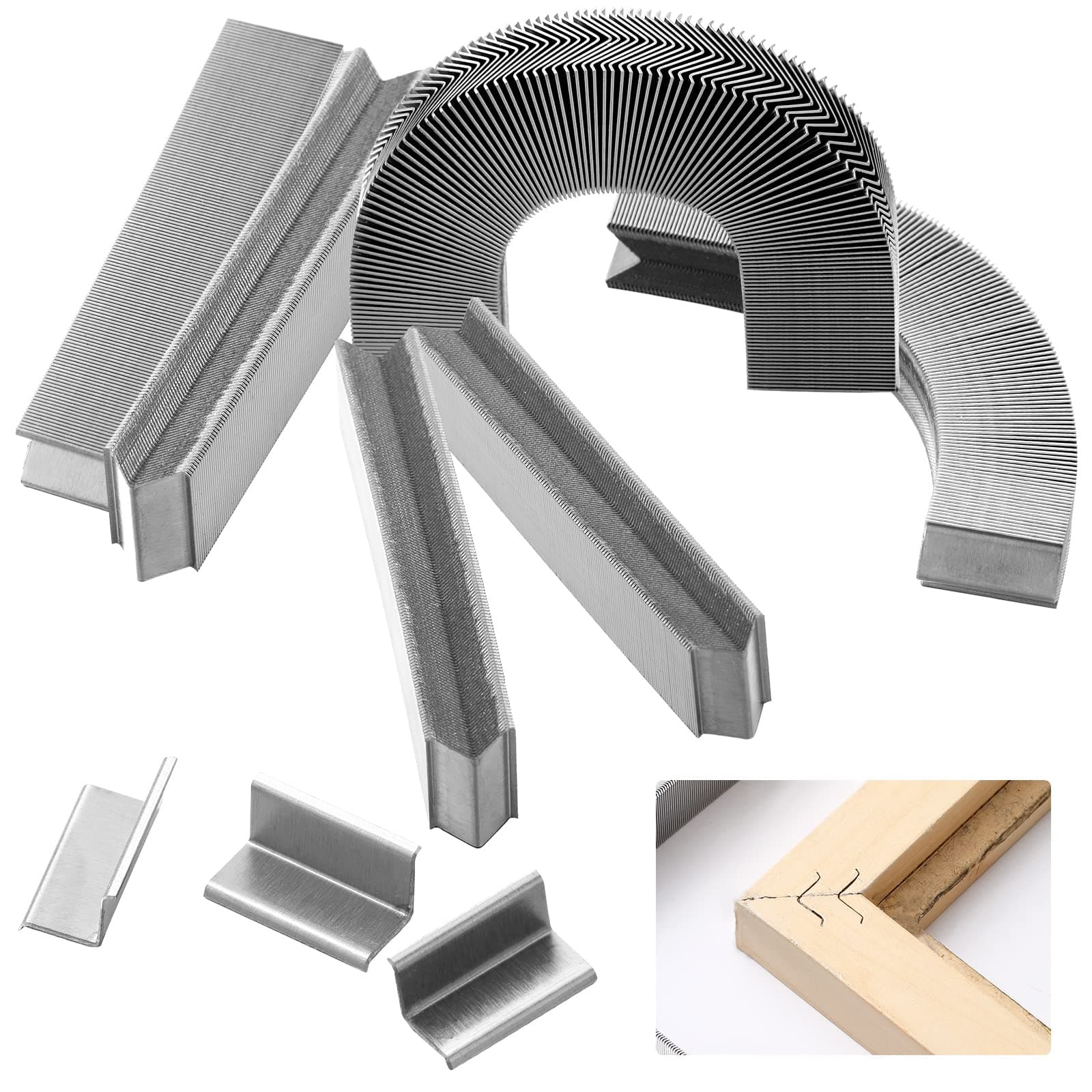 Therwen 400 Pcs V Nails for Hardwood Graphics Framing Hardware Frame Joiner Strong Picture Frame Nails for Joining Wood Corners or Stretcher Bars (3/8 Inch, 10 mm)