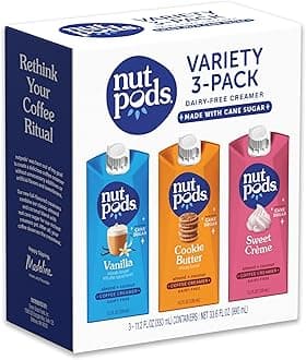 nutpods Variety Pack Coffee Creamer, Sweetened with Organic Cane Sugar, Made from Almonds and Coconuts, Gluten Free, Non-GMO, Vegan, Kosher (3-pack)