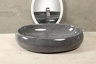 HISRE Designer Ceramic Table Top Sink Basin for Bathroom | Over Counter Wash Basin for Living Room | Washbasin Countertop (24 x 17 x 5.5 Inch) (Style - 2) AG4702