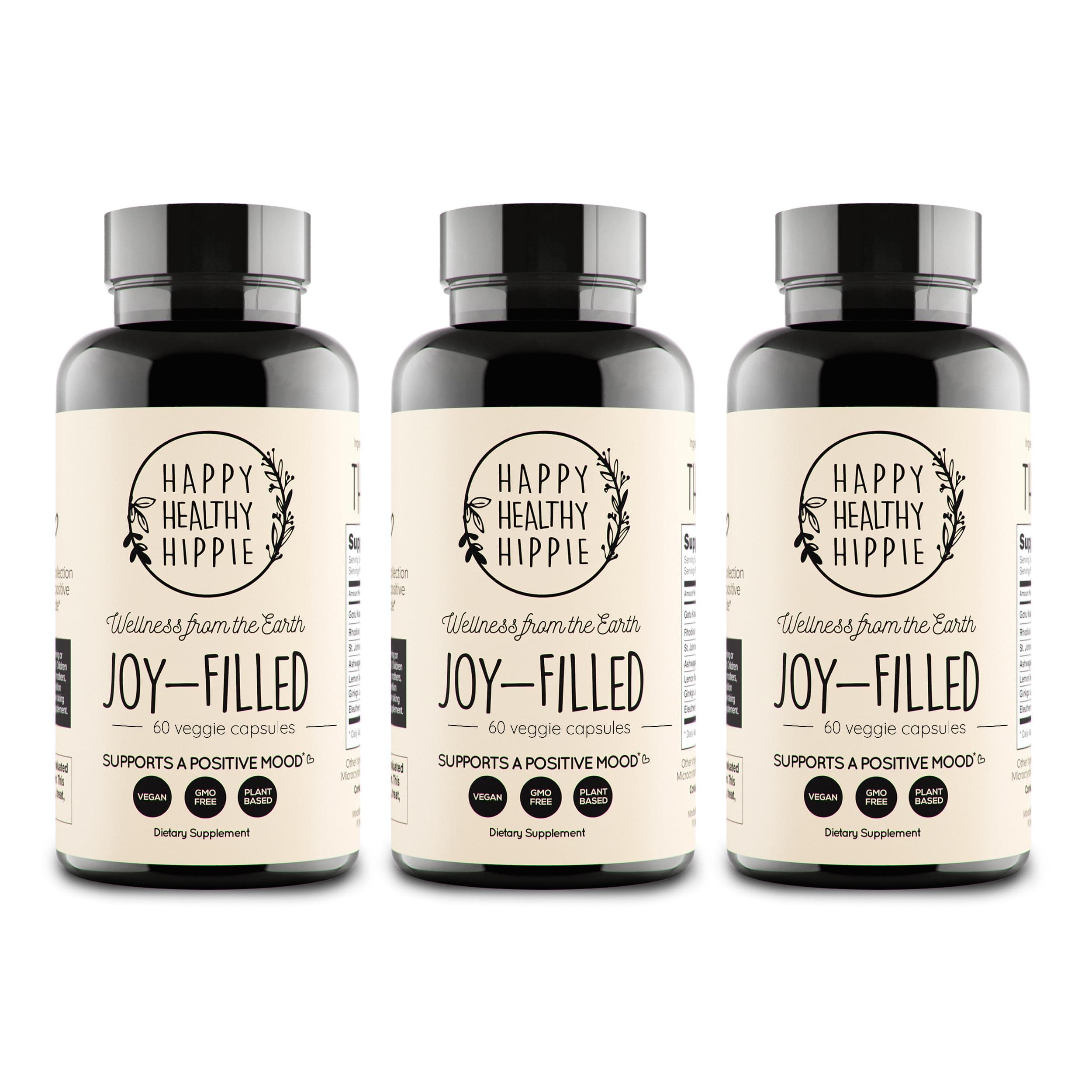 Joy-Filled Mood Support Supplement with St Johns Wort | Helps Calm The Mind & Body, Stress Relief Energy Supplements | 100% Plant-Based | Ashwagandha, Rhodiola, Eleuthero | Herbal Adaptogens, 180 ct