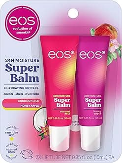 eos 24H Moisture Super Balm- Coconut Milk & Honey Apple, Lip Mask, Day or Night Lip Treatment, Made for Sensitive Skin, 0.35 fl oz, 2-Pack