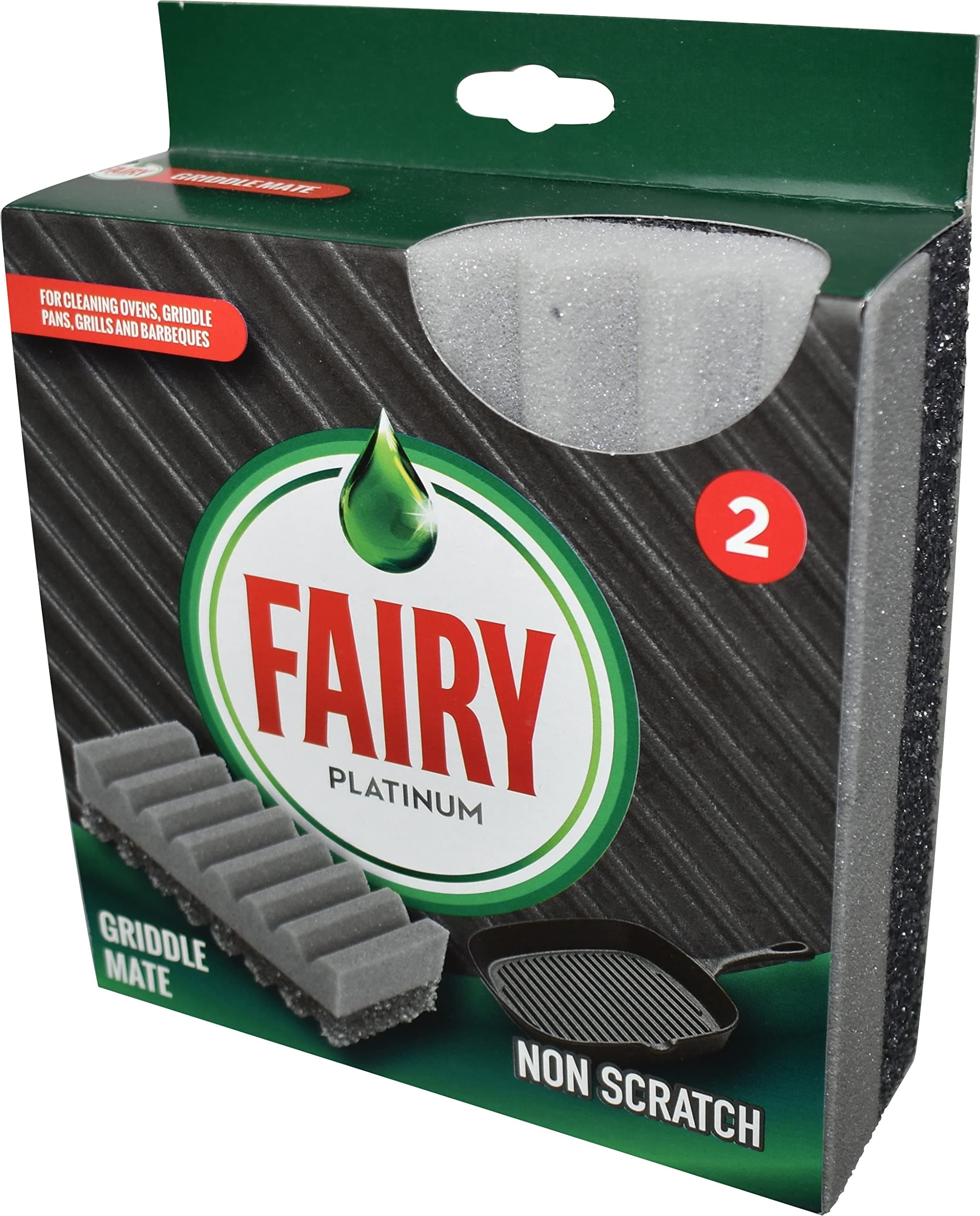 Addis Fairy Platinum Non Scratch Griddle Mate Dual Scourer for Oven Racks, BBQ's, Griddle Pans and Plates, Pack of 2, Grey 518947