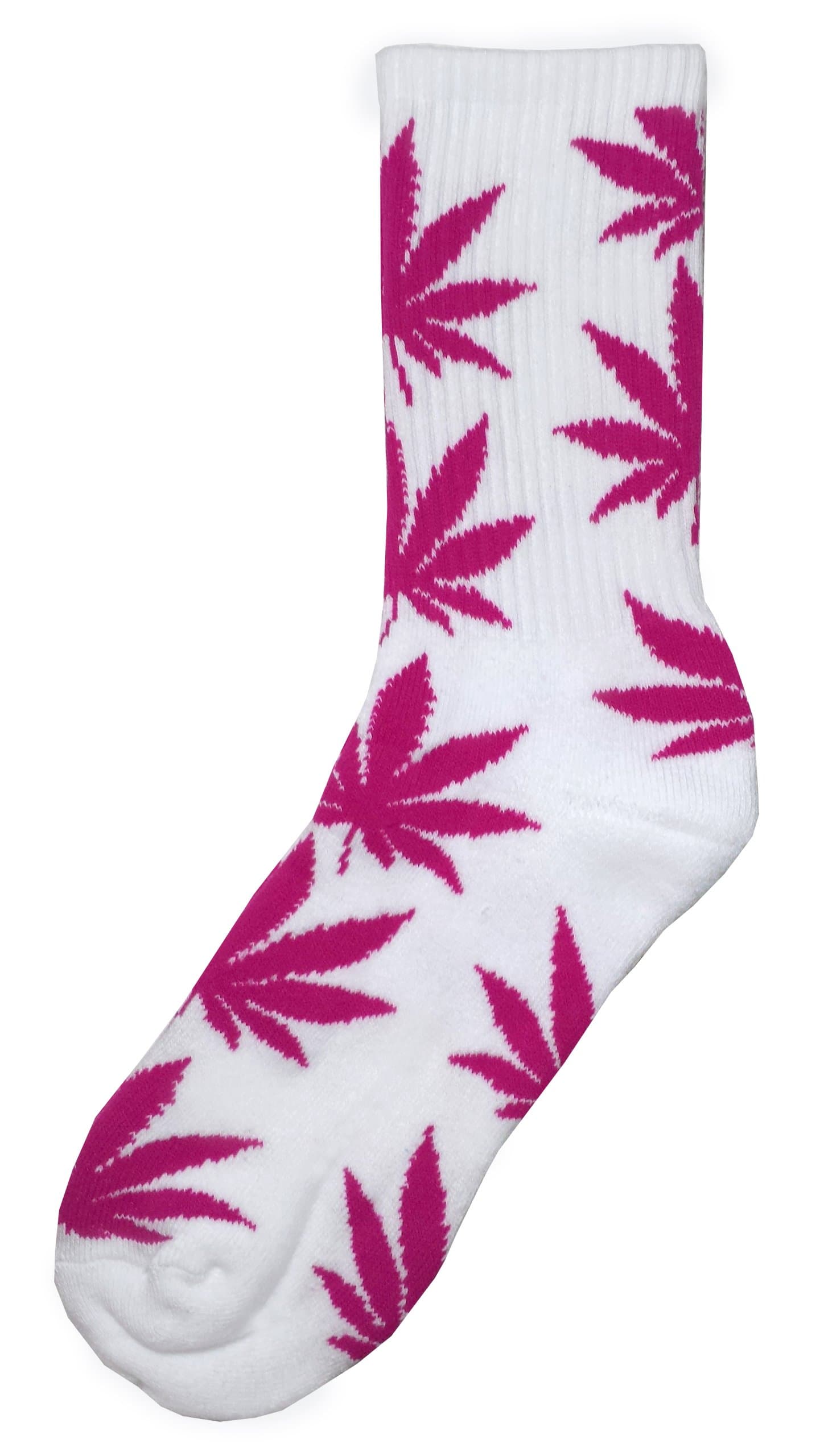 Plantlife Crew Socks White and Dark Pink