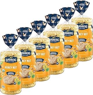 Lundberg Organic Brown Rice Cakes, Honey Nut, 9.6 oz (Pack of 6), Gluten-Free, Healthy Snacks