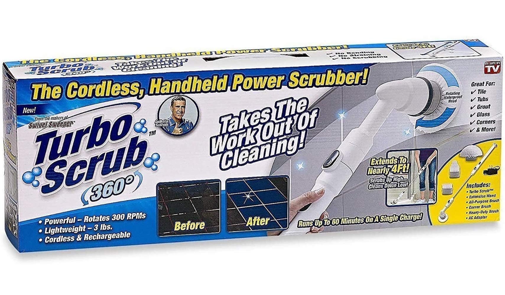 Ontel 360 Cordless Power Scrubber, One Size, White