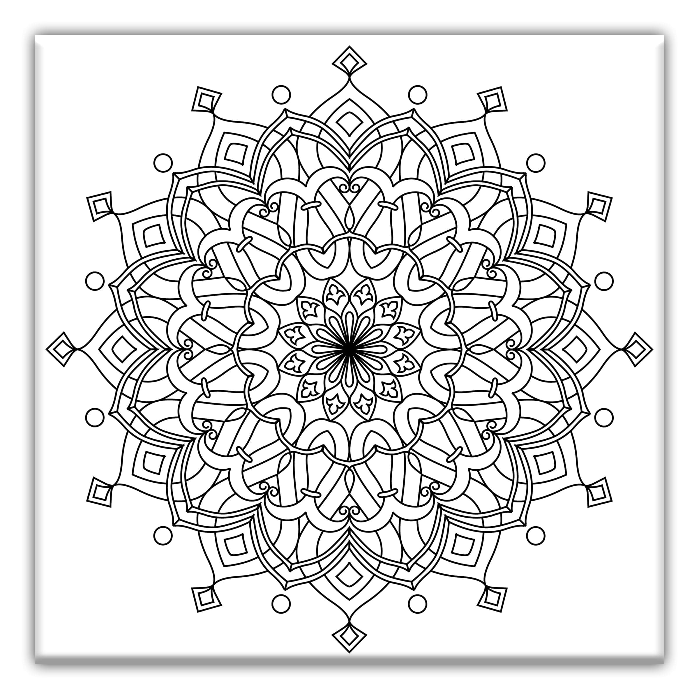 Star Mandala Predrawn Canvas for coloring | Stretched primed canvas 8 x 8 Inches | Premium Handmade predrawn Canvas | Art and Sip Party, DIY Kit, Party favor | Pre-painted canvas | Wall Art