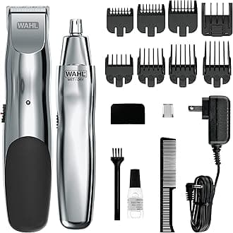 Wahl Groomsman Rechargeable Beard Trimmer for Beard Mustache Stubble with Self Sharpening Blades and Bonus Nose Trimmer (Black)