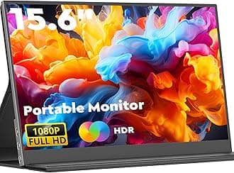 Portable Monitor, 15.6inch 1080P FHD Laptop Monitor USB-C HDMI Computer Display HDR IPS Gaming Monitor w/Smart Cover & Dual Speaker for PC Mac Phone Xbox Switch PS5