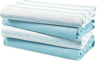 LANE LINEN Kitchen Towels Set - Pack of 4 Cotton Dish Towels for Drying Dishes, 18 x 28 , Kitchen Hand Towels, Absorbent Tea Towels, Dish Towels for Kitchen, Quick Drying Kitchen Towel Set - Aqua
