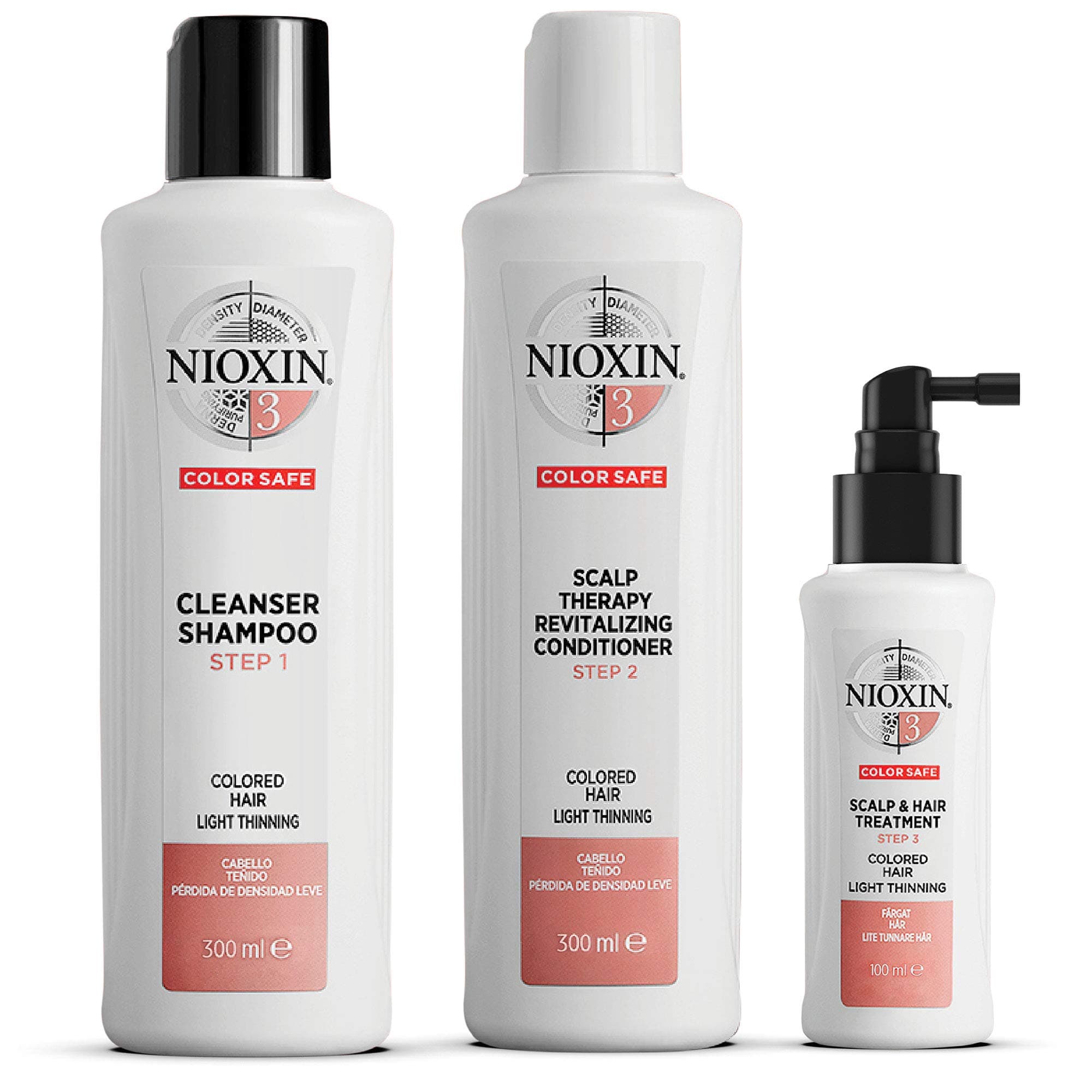 3-Part System 3 | Coloured Hair with Light Thinning | Scalp Therapy | Hair Thickening Treatment | Cleanser Shampoo | 1000 ml