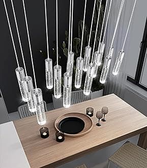 15-Lights Modern Crystal Chandelier LED Pendant Lighting Fixture for Kitchen Island Light Fixtures for Dining Room Hallway Foyer