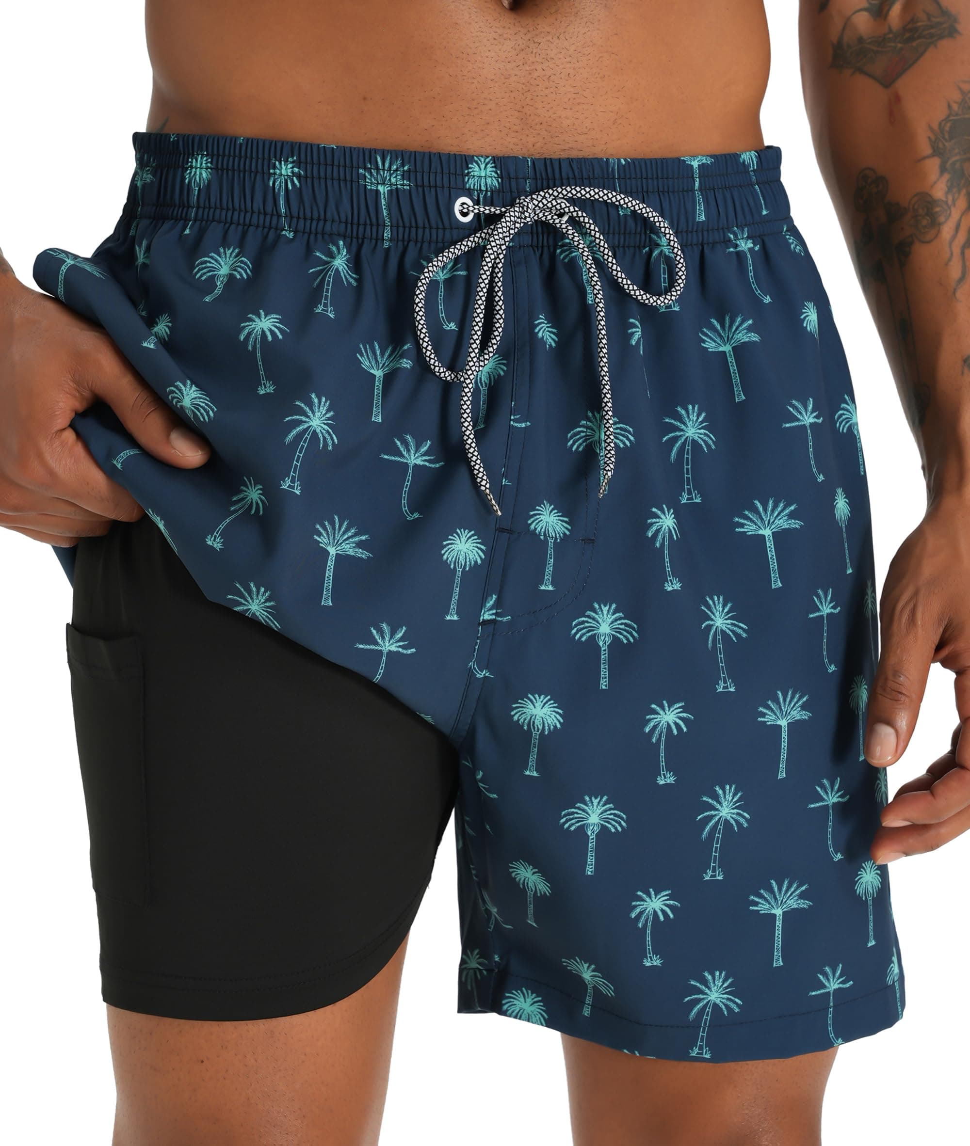 APTROMen's Swim Trunks with Compression Liner 5 Inch Bathing Suit Beach Swimsuits